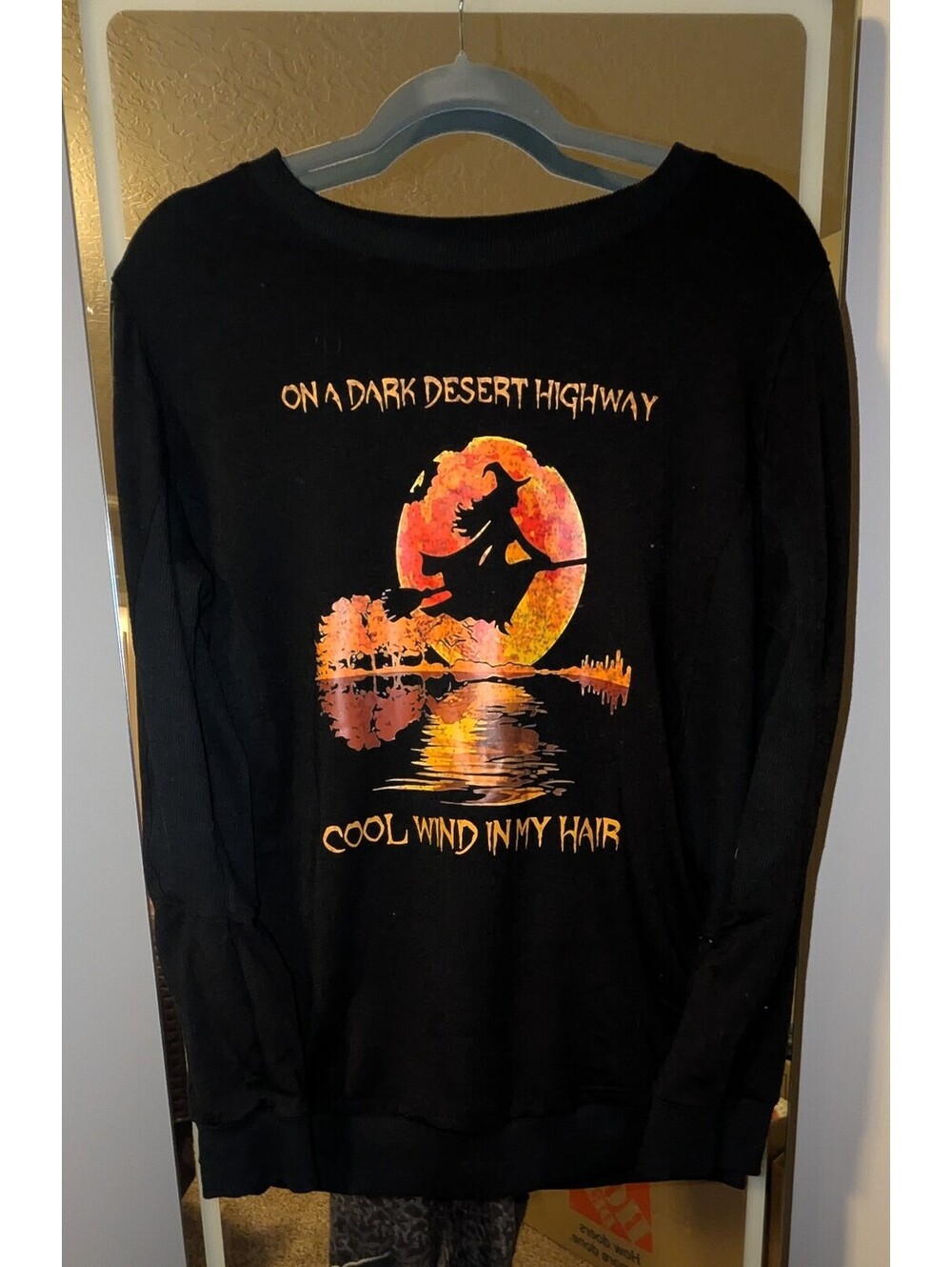 Black Long Sleeve Graphic Sweatshirt with Desert Highway Design